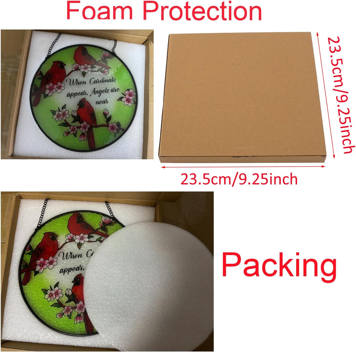 River and Dragonfly Pattern Suncatcher Stained Glass+Cardinal Stained Glass Suncatcher