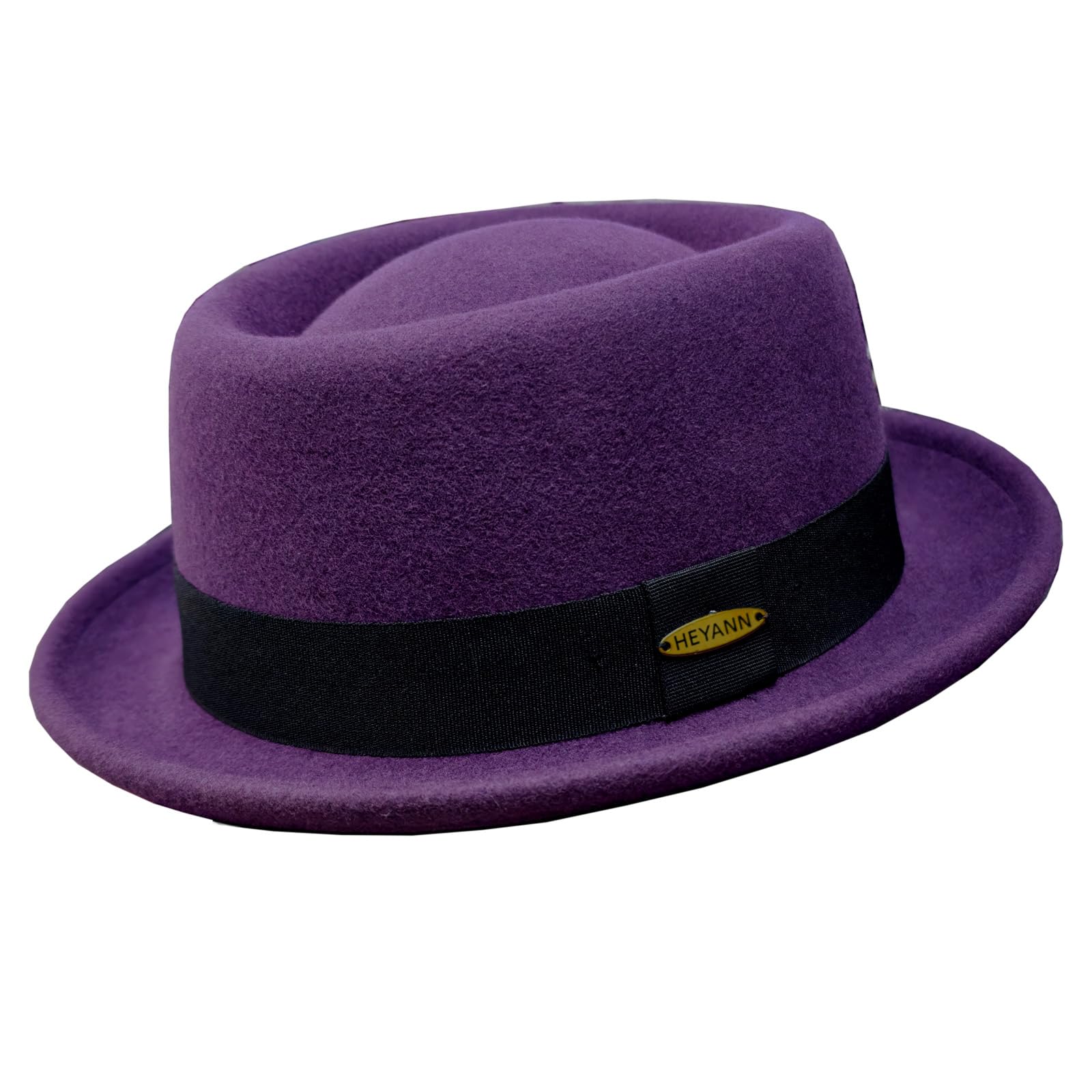 HEYANN Woll Porkpie Hut für Damen und Herren, Vintage Fedora Hüte aus 100% Wollfilz Porkpie-Hut Filzhut, Gentleman Jazz Trilby Hüte für Hochzeiten Partys