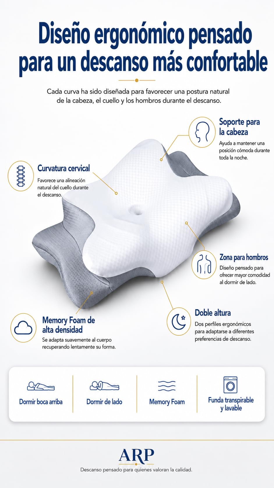 A R P Almohadas Cervicales para Dormir, Almohada Japonesa, Mejor Almohada Cervical