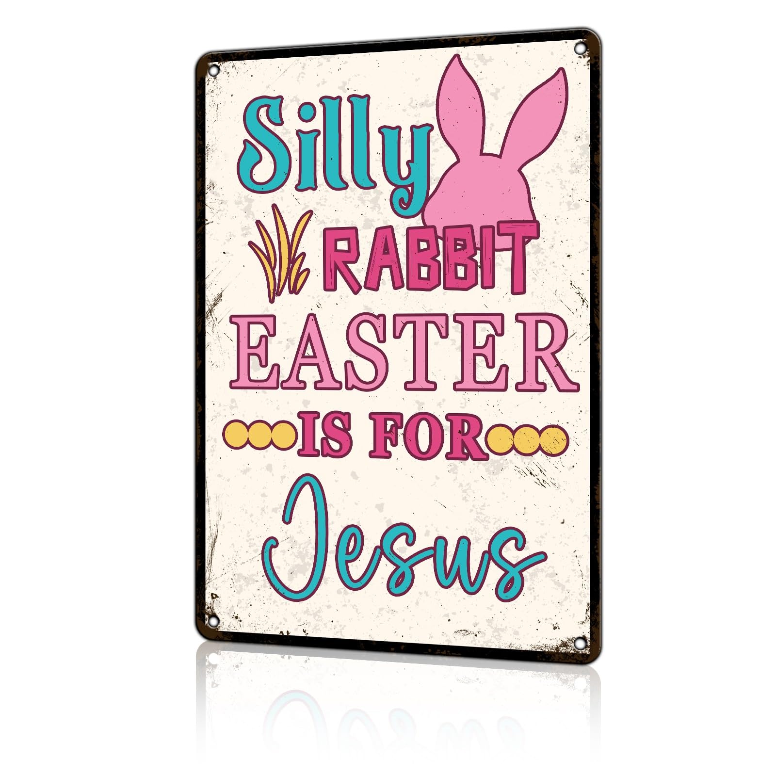 Anceky Funny Wall Decor Silly Rabbit Easter Is For Jesus Vintage Metal Signs Tin Sign for Home Outdoor Wall Decor 12×16 Inch