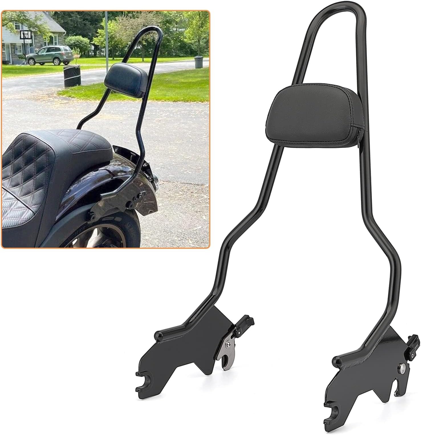 Mofun Gloss Black Tall Detach Passenger Backrest Sissy Bar w/Pad Compatible with Harley Softail Sport Glide FLSB, Low Rider FXLR, Low Rider S FXLRS 2018-2025