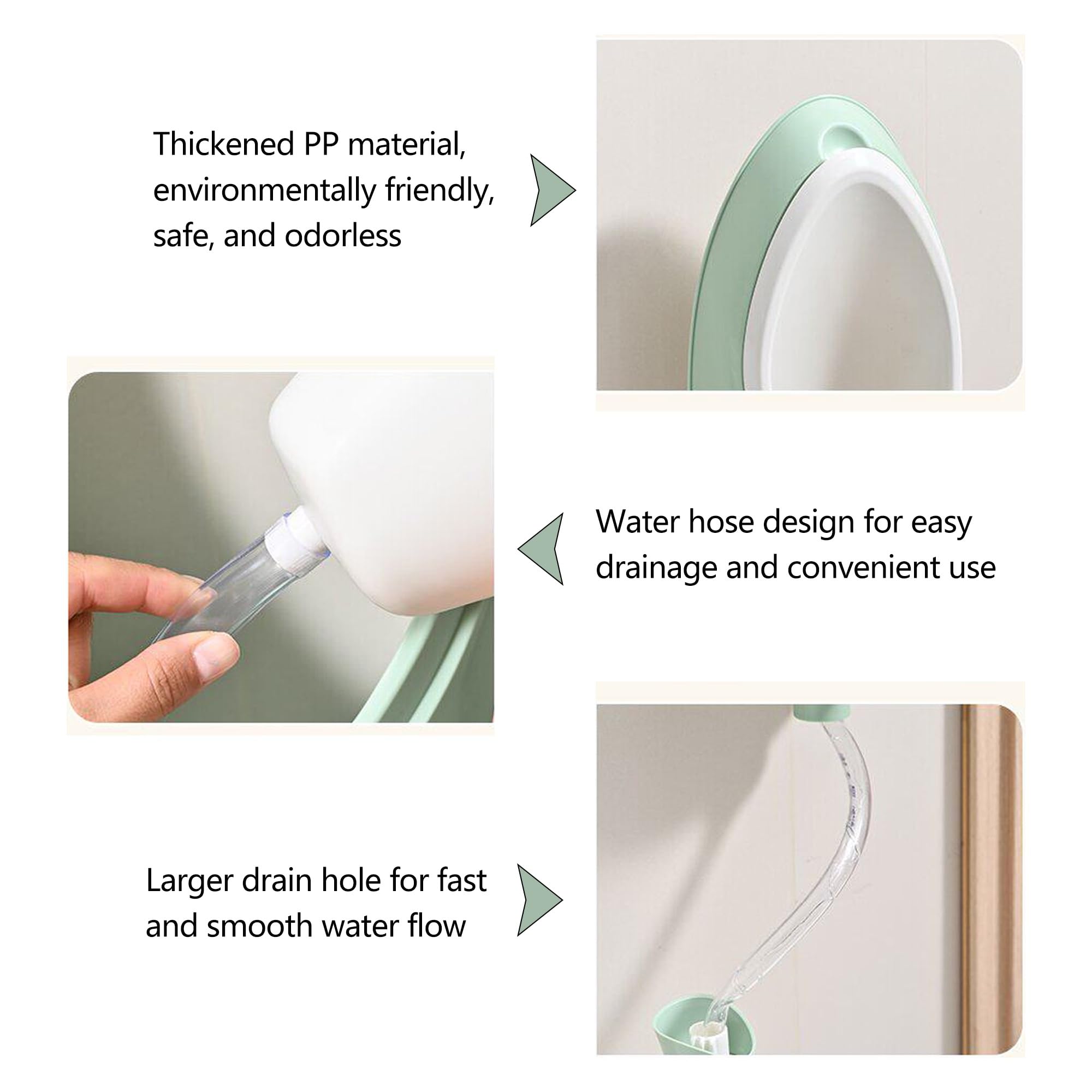 Wasserloses Urinal für Herren, Verdicktes, vertieftes Urinal, Tragbares PP-Urinal mit herausnehmbarem Auffangbehälter, Für Garage, Außenbereich, Garten und Werkstatt(Green)