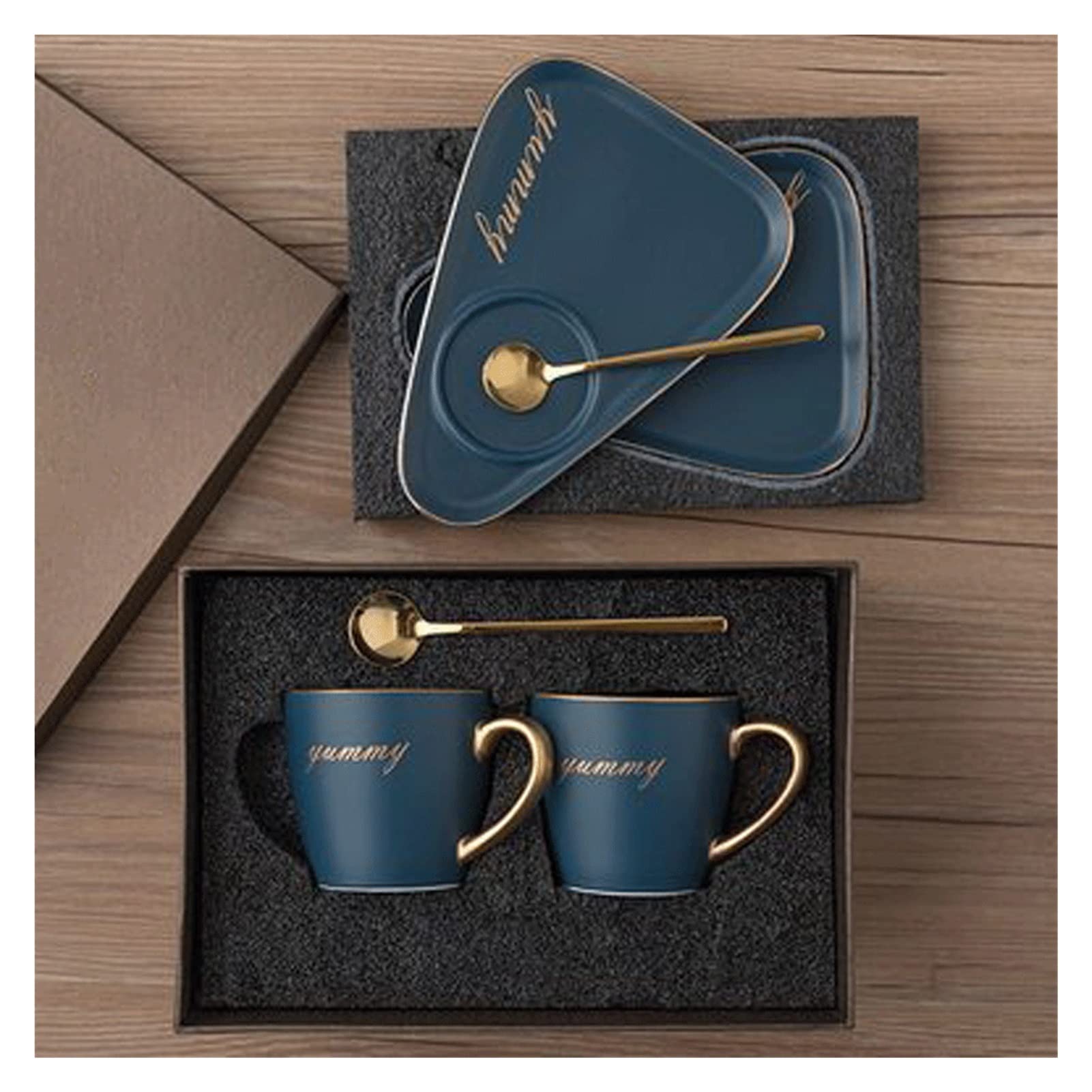 Filiżanka do kawy Ceramiczne zestawy filiżanek i spodków do kawy Kubek do kawy Personalizada Podróżny zestaw filiżanek do herbaty Prezent dla par (złoty jeden rozmiar)