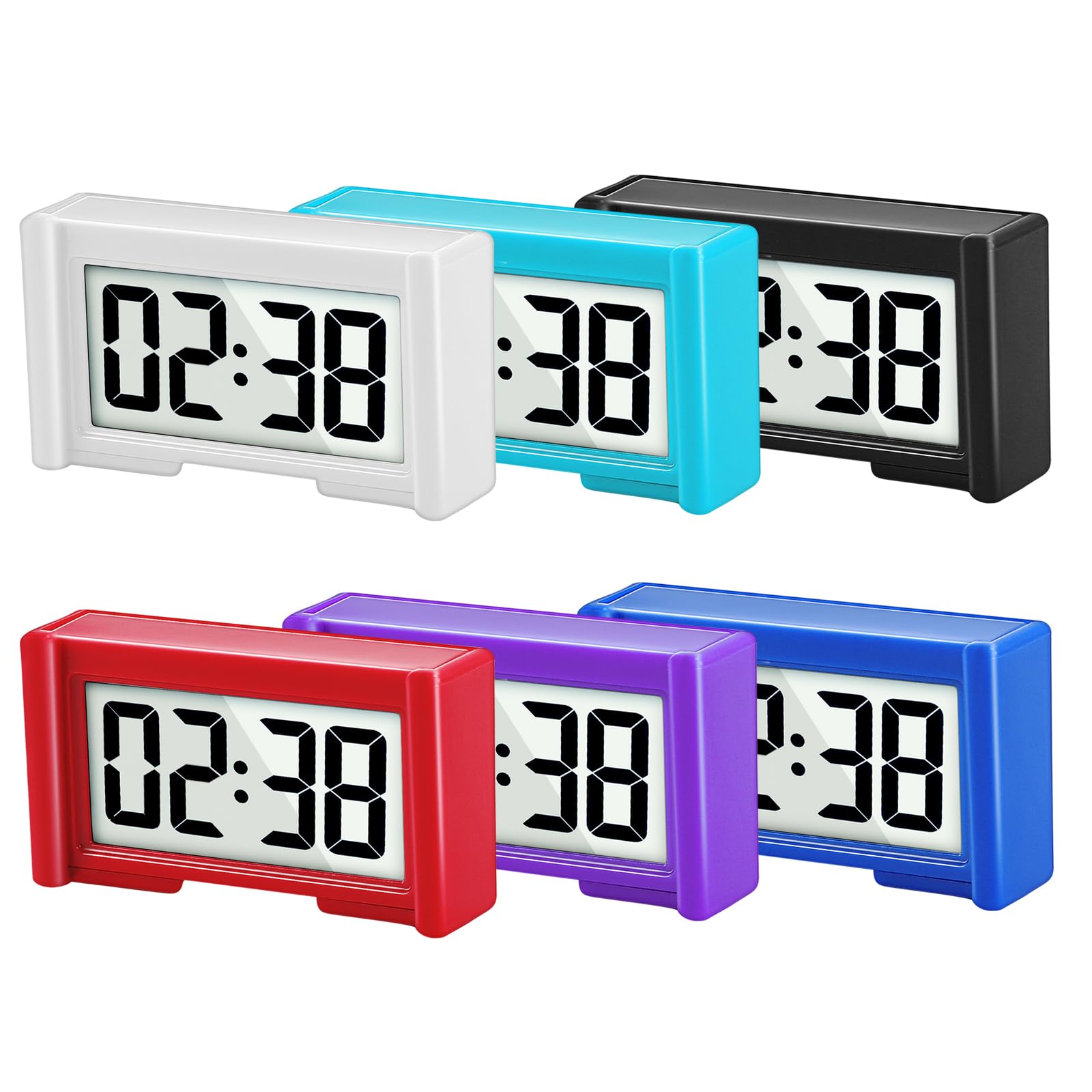 YOUNGFLY 6 Pcs Small Digital Clock Stick On for Car Dashboard