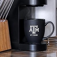Vista 3 de Rico Industries NCAA #1 Dad - Taza bistró de cerámica negra mate grabada con láser, de 15 onzas, para bebidas calientes o frías