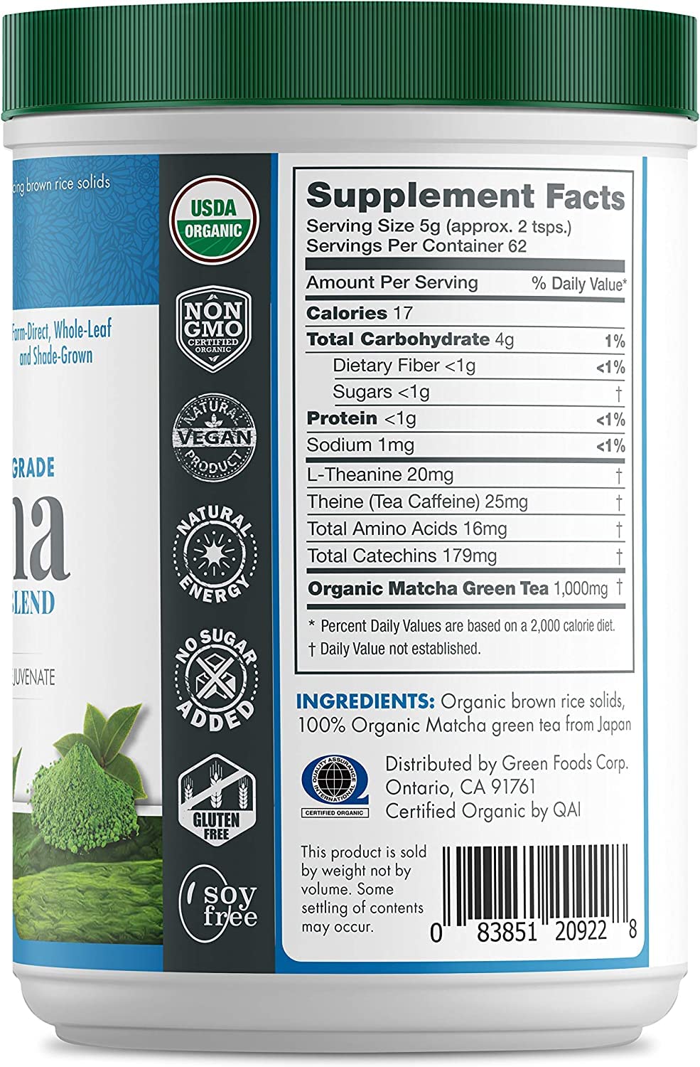 Green Foods Organic Matcha 11oz Pack of 2 — view 2