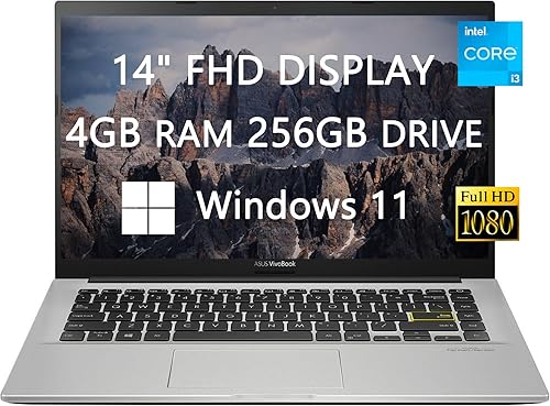 ASUS - Portátil Vivobook, pantalla FHD de 14", procesador Intel 10 generación i3-1005g1, X413JA- 211.VBWB, 4GB RAM, 256GB (128GB SSD+tarjeta de