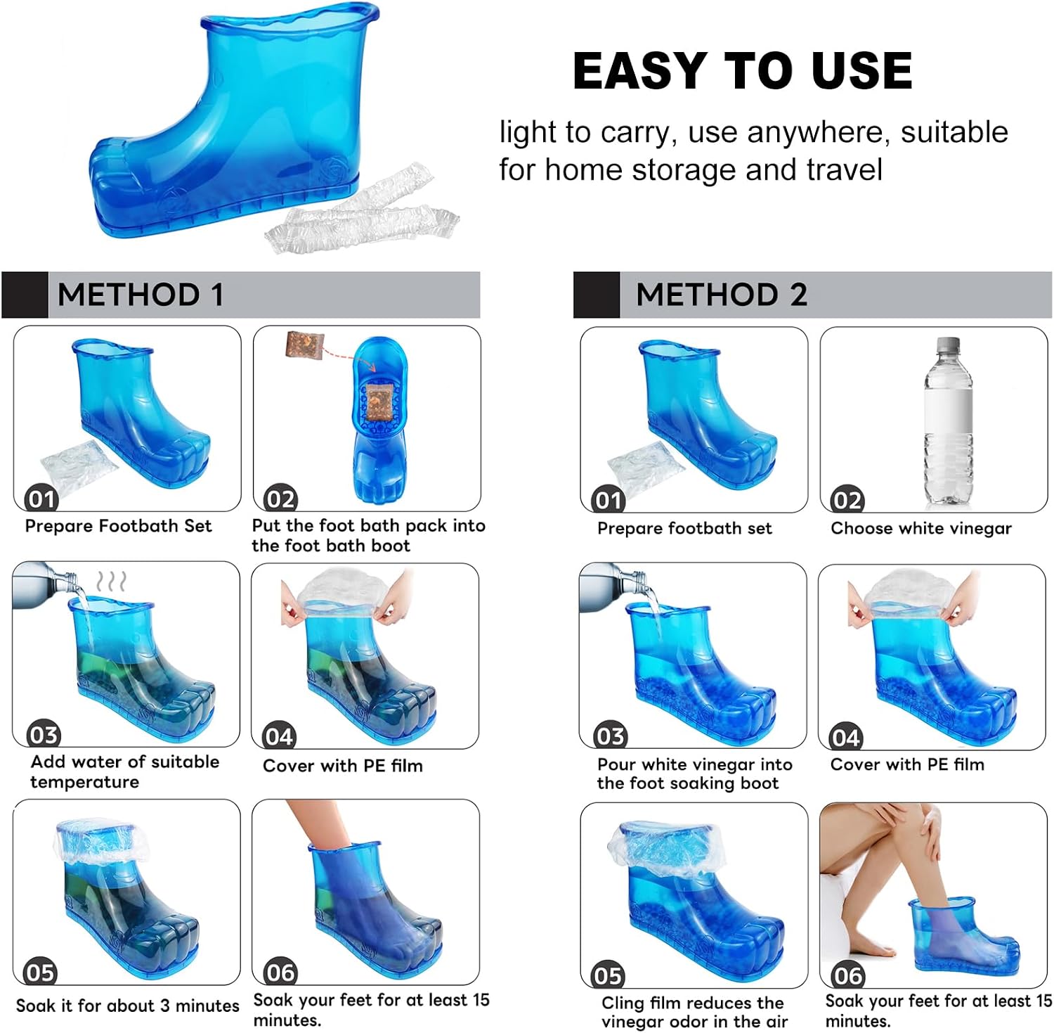 Foot Bath Soak Tub Shoe of Water Saving, Portable Spa Soak for Foot Care, Milk Bath, Foot Massager Spa for Women and Men, Water Saving Toenail Soaking Bowl(Blue,1 Boot,NOT A Pair)