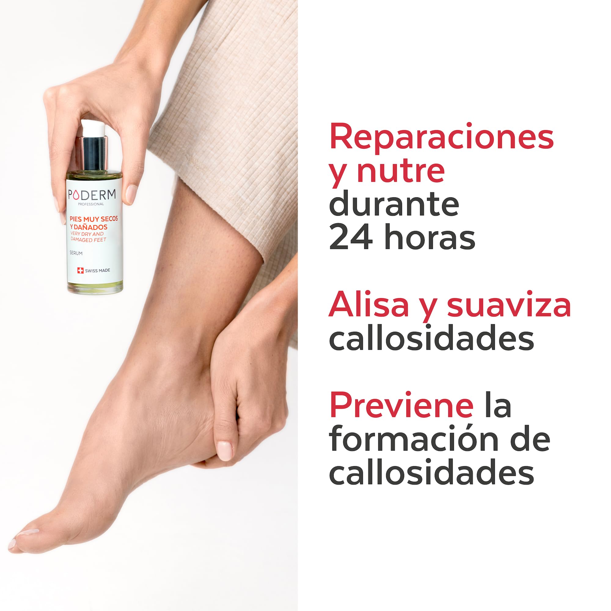 PODERM - PIES MUY SECOS Y DAÑADOS - Repara y nutre intensamente durante 24 horas - Pies visiblemente reparados en 7 días - Ingredientes 100% naturales - Cuidado de los pies - Swiss Made