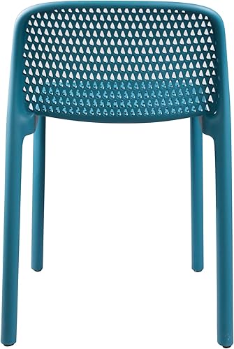 Miniatura 7 de CozyBlock Punch - Silla de comedor apilable perforada para interiores y exteriores, juego de 2 (verde azulado)