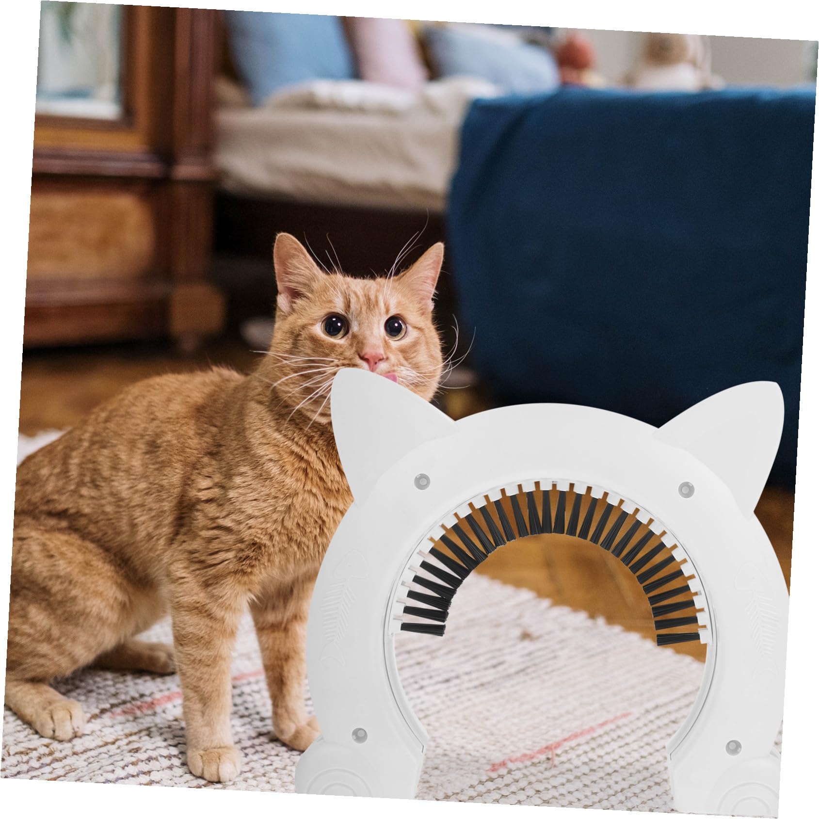 VILLCASE Chatière Porte Intérieure avec Brosse Intégrée en Plastique Abs Blanche Sécurisée et Pratique Installation Facile en 1 Set pour Chat pour Animaux Domestiques