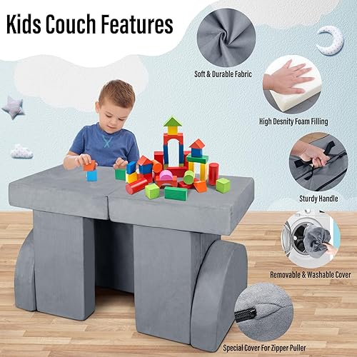 Miniatura 6 de LEBENGURU Sofá de juegos para niños, 7 piezas modulares de espuma para niños, sala de juegos, dormitorio, sofá seccional para niños, muebles para
