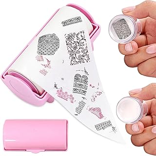 Nail Stamper Cleaner Stickers, Refillable Disposable Clean up Stickers for Silicone Nail Stamper No-Wash Cleaning Paper for Stamping Gel Polish Nails Stamp Kit Nails Stamping Plate-Pink