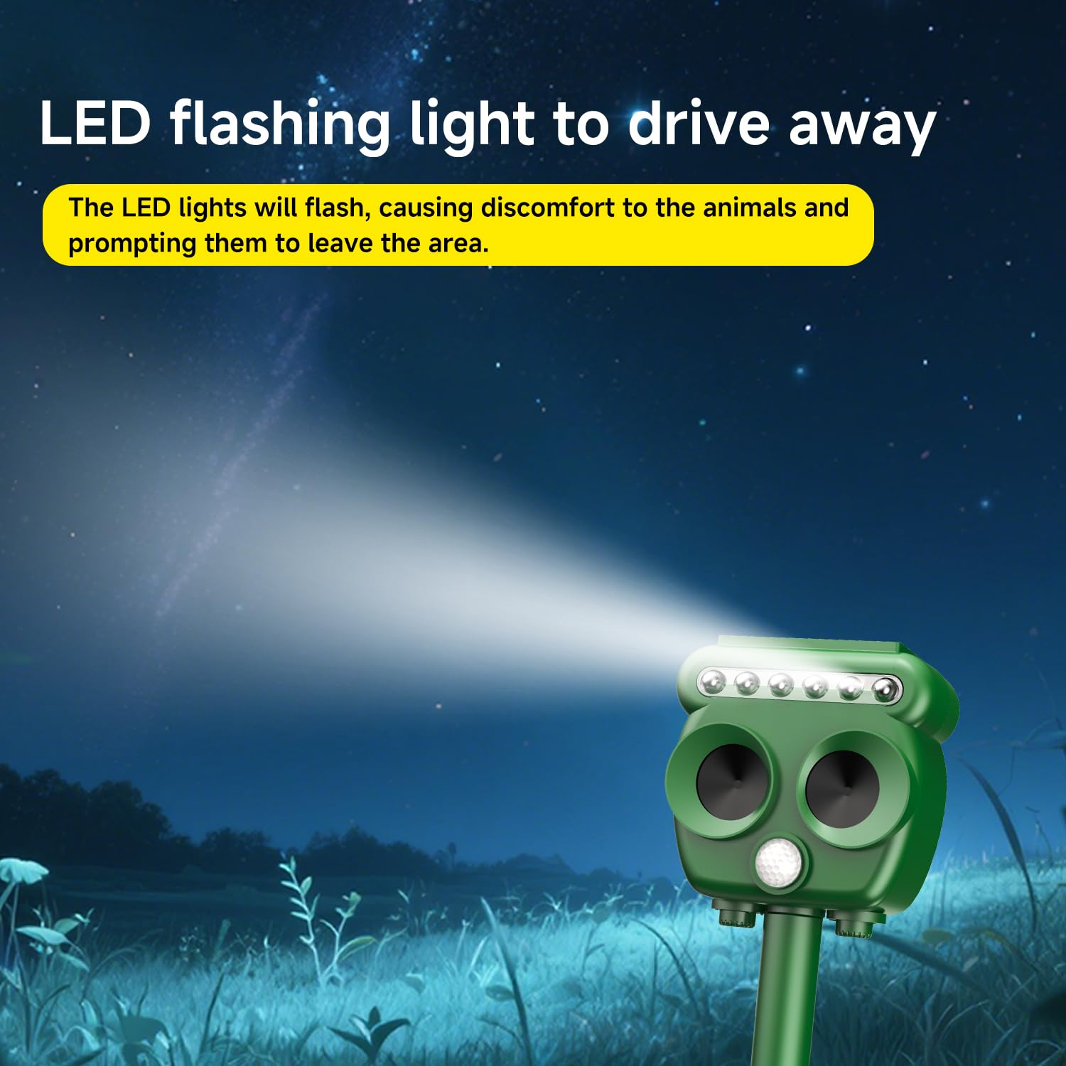 WUGEIN Repellente Gatti Ultrasuoni Solare,Impermeabile a Frequenza Professionale Repellente Gatti,Dissuasore Animali con Luce Flash a LED,Dotato di sensore infrarosso