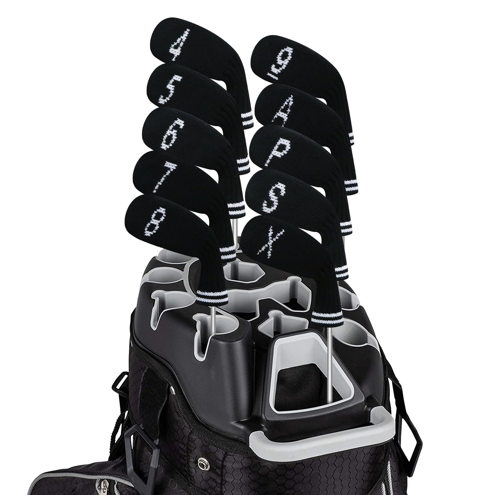 LeFeng 10 Stück 4-9/A/P/S/X gestrickte Golfschlägerkopfhauben Set, leichtes und langlebiges Material, mehrere Muster, Golfschlägerhauben