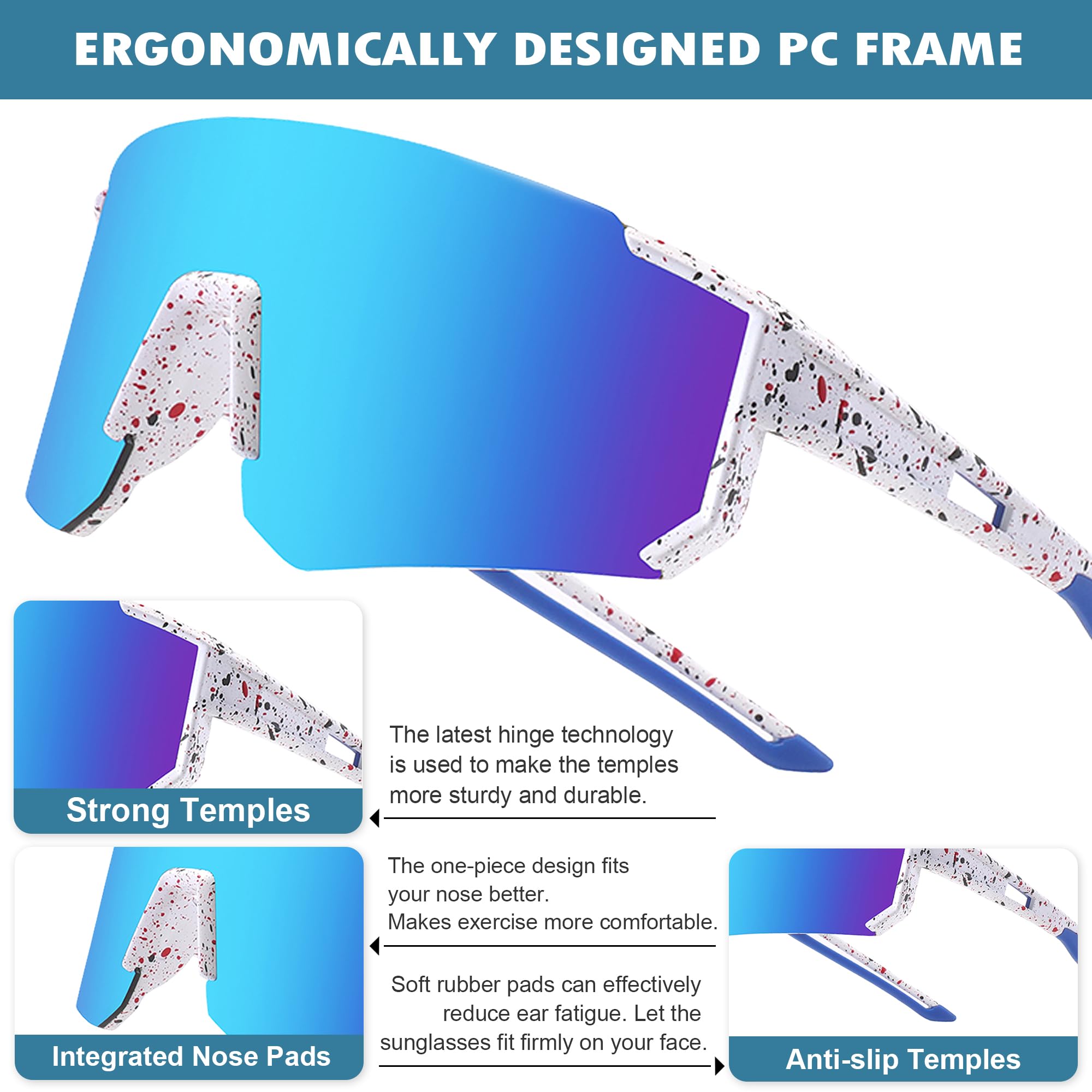 PITFEROCE 3PACK Polarized Kids Sunglasses for Boys Girls Teens Youth Baseball Sunglasses Cycling Running Softball Lightweight Frame UV400 Protection Goggles