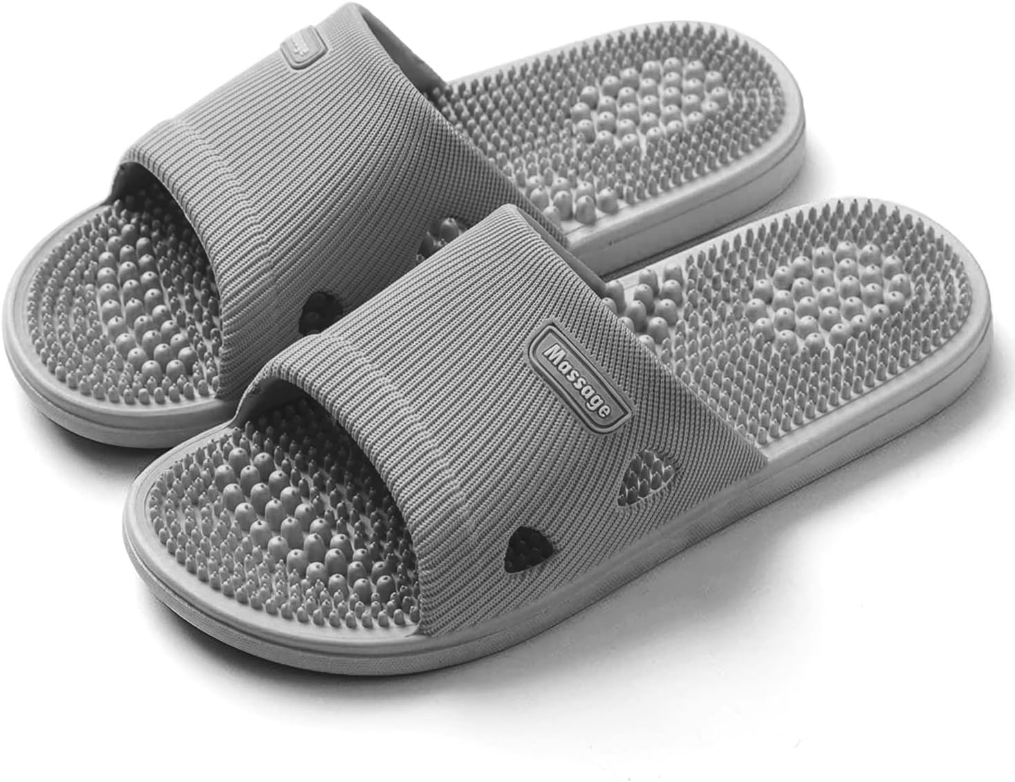 Acupressure Massage Slippers for Plantar Fasciitis for Women Acupuncture Slippers Arthritis Neuropathy Pain Relief Non-Slip Massage Sandals Women Stress Relief Gifts for Bath (US Men 6.5-7.5, Grey)