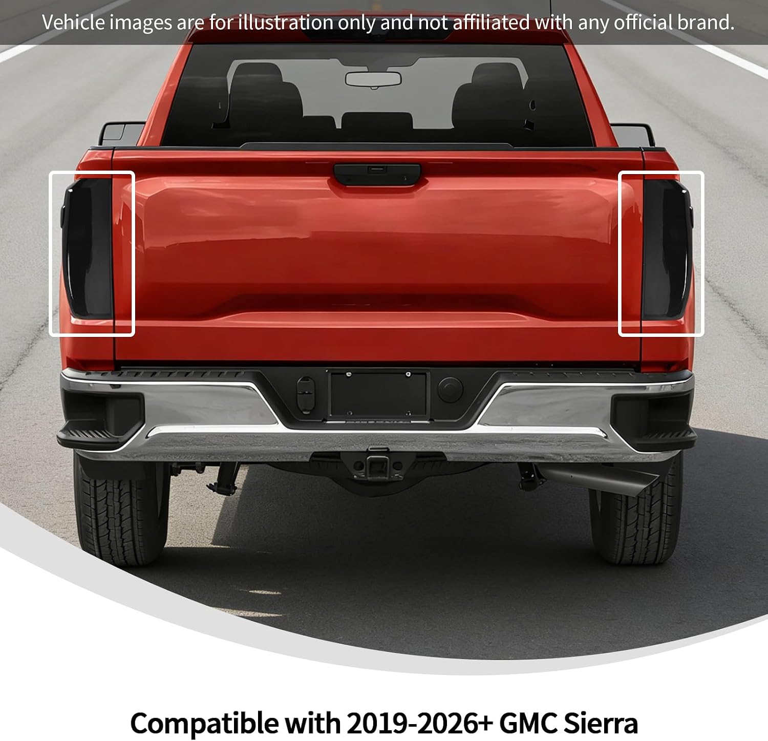 Linskip Tail Light Cover for 2019-2026+ GMC Sierra, Smoke Dark Tail Lamp Guard Trim Bezels Decoration Accessories for Sierra Exterior Accessories