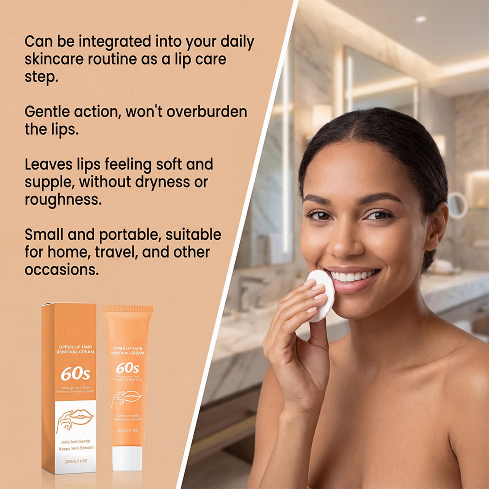 Crema per la depilazione del viso per le donne, crema per la depilazione del viso indolore per labbra superiori, mento e preferiti, creme per la depilazione per pelli sensibili morbide (8PCS)