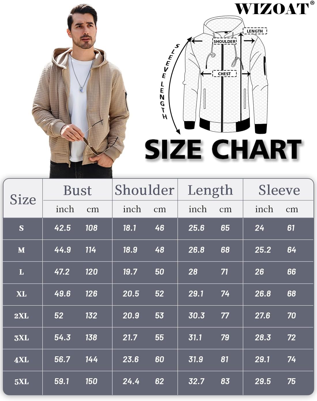 Mens Zip Up Hoodie Full-Zip Sweatshirt Lightweight Loose Fit Hooded Jackets - Image 7