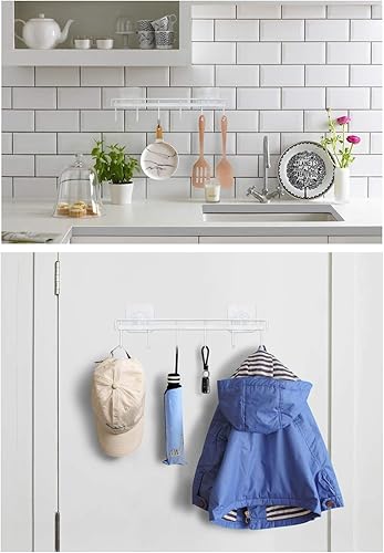 Miniatura 7 de YiZhi Paquete de 4 ganchos de pared adhesivos para riel de cocina (2 negros y 2 blancos)