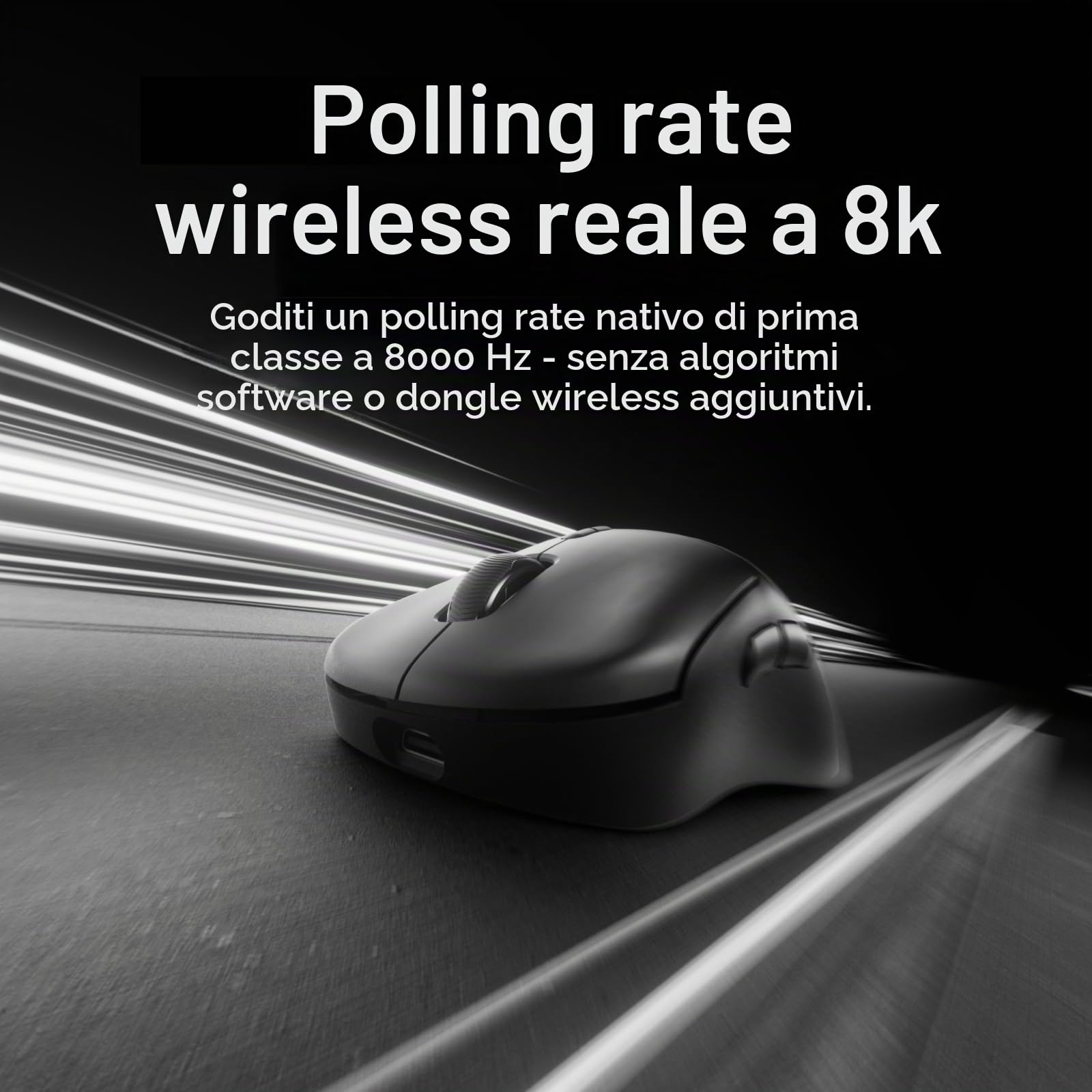 Rapoo VT3 Gen-2 - Mouse da gioco senza fili con velocità di interrogazione reale 8000 Hz, 26 K DPI, 53 g, ultra leggero, 750 ore, Nordic nRF54L15 MCU, 100 milioni di interruttori meccanici, 10 tasti