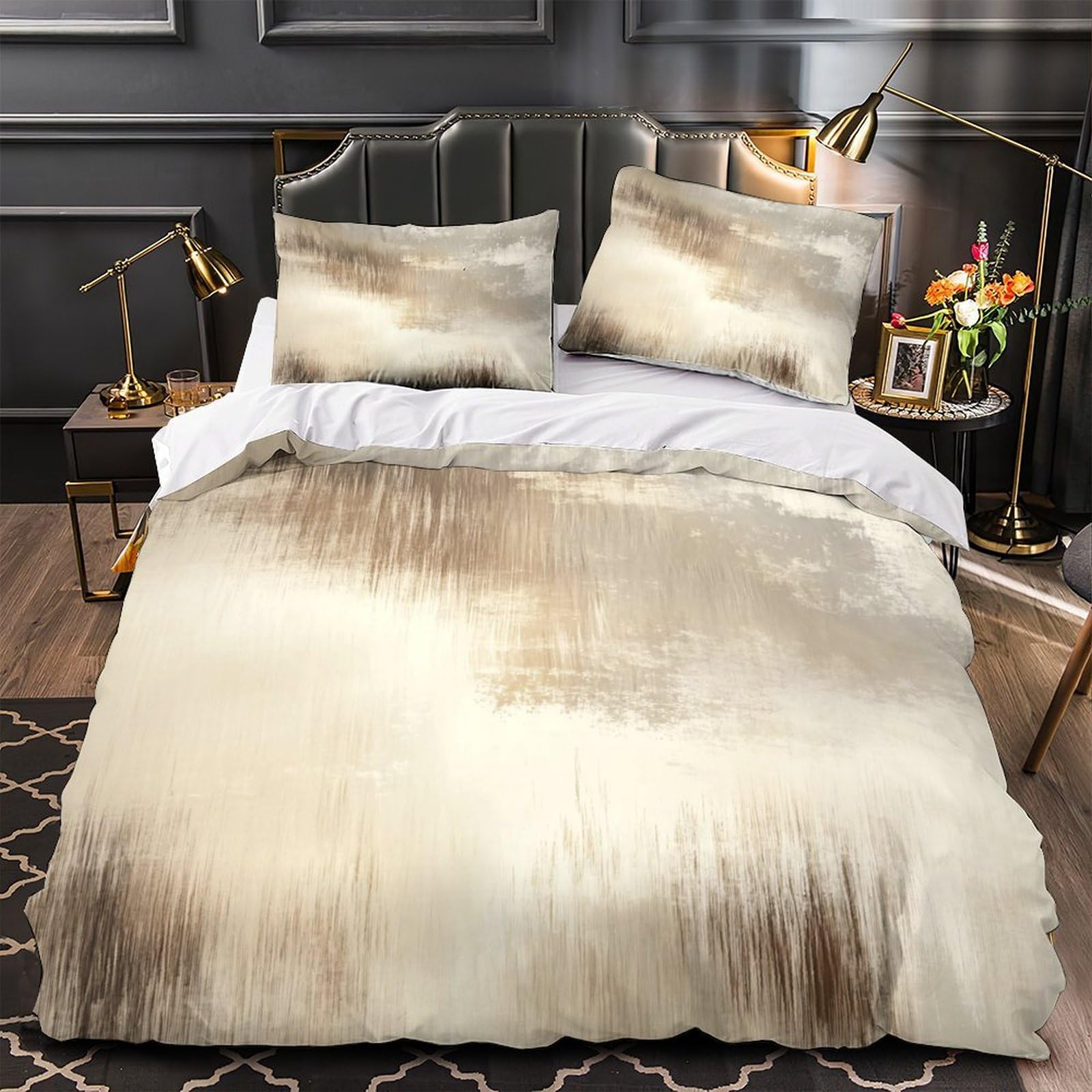 Housse de couette microfibre 3D imprimée 220x240 cm parure de lit king size colorée