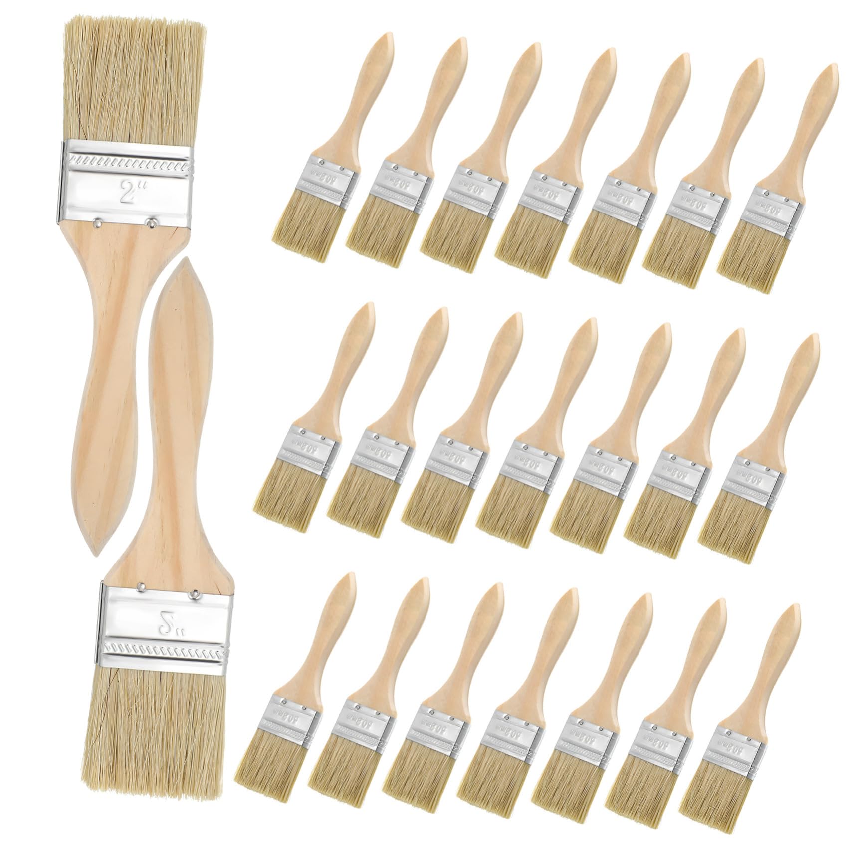 30 Pezzi Pennelli Piatti per Vernice con in Legno Spesso Spazzole per Macchie su Legno e Resistenti e Adatti Grandi Progetti Ristrutturazione Casa