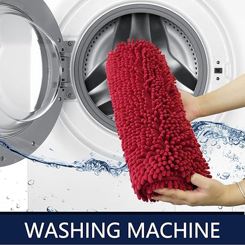 Miniatura 7 de Bathroom Rugs Set 2 Pieces Absorbent Soft Bath Mat and U-Shaped Contour Toilet Rug,Burgundy