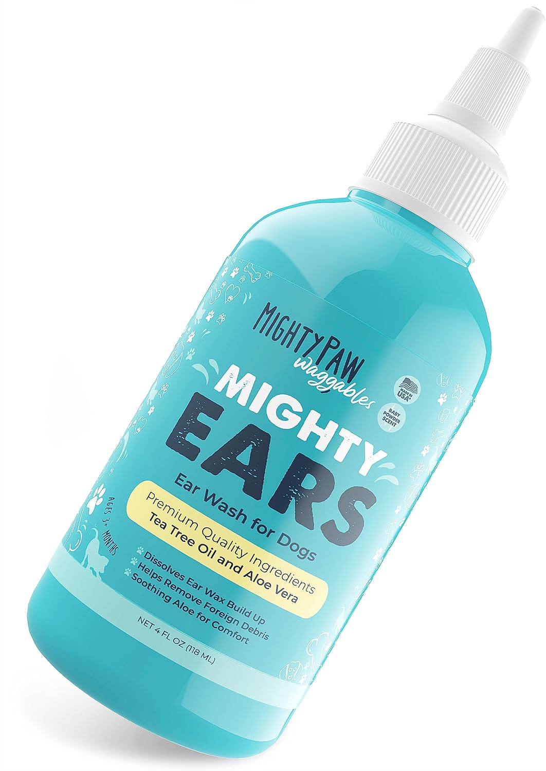 Mighty Paw Waggables Dog Ear Wash (Made in USA) Dog Ear