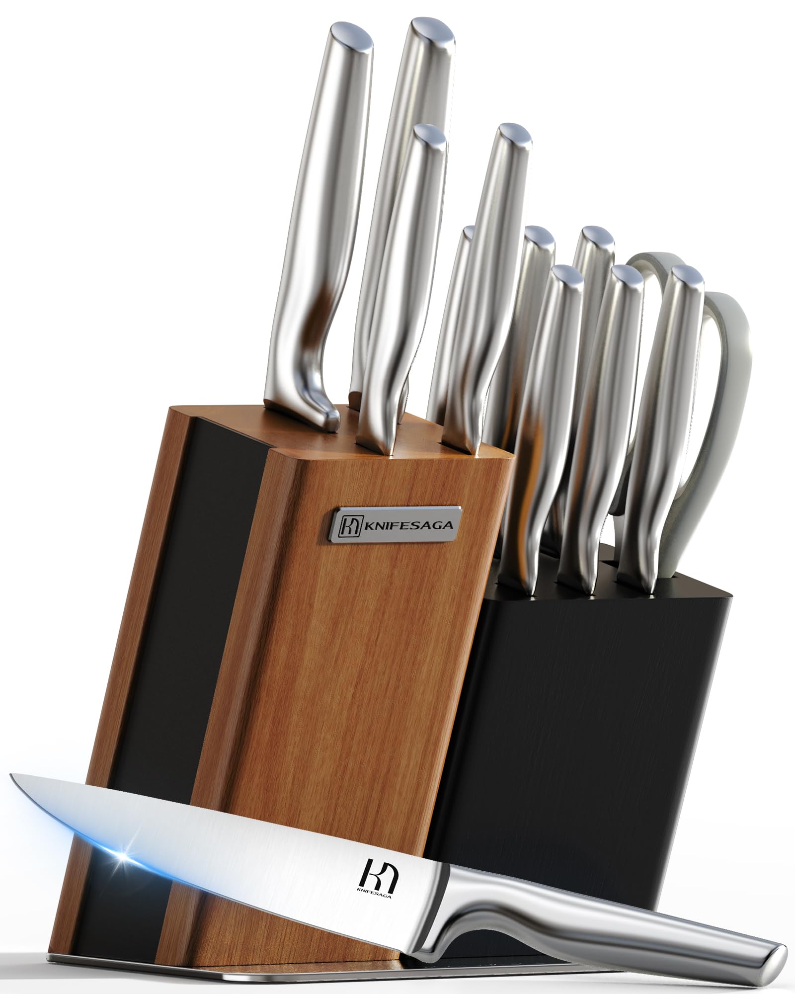 2026 Upgraded Knife Set 13-Piece Japanese High-Carbon Stainless Steel Kitchen Knife Block Set with Ergonomic Handles Razor-Sharp Blades
