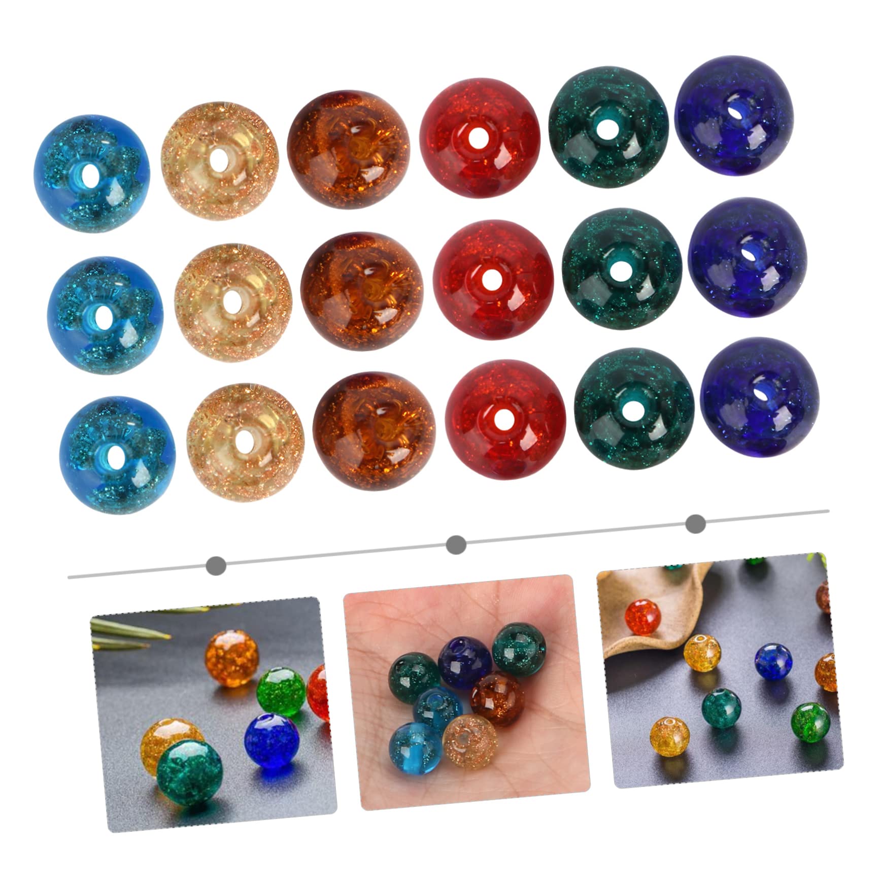 EXCEART 210piezas Perlas De Vidrio Sueltas Para Materiales Para Collares y Pulseras Perlas Redondas De Accesorios Creativos Para Joyería