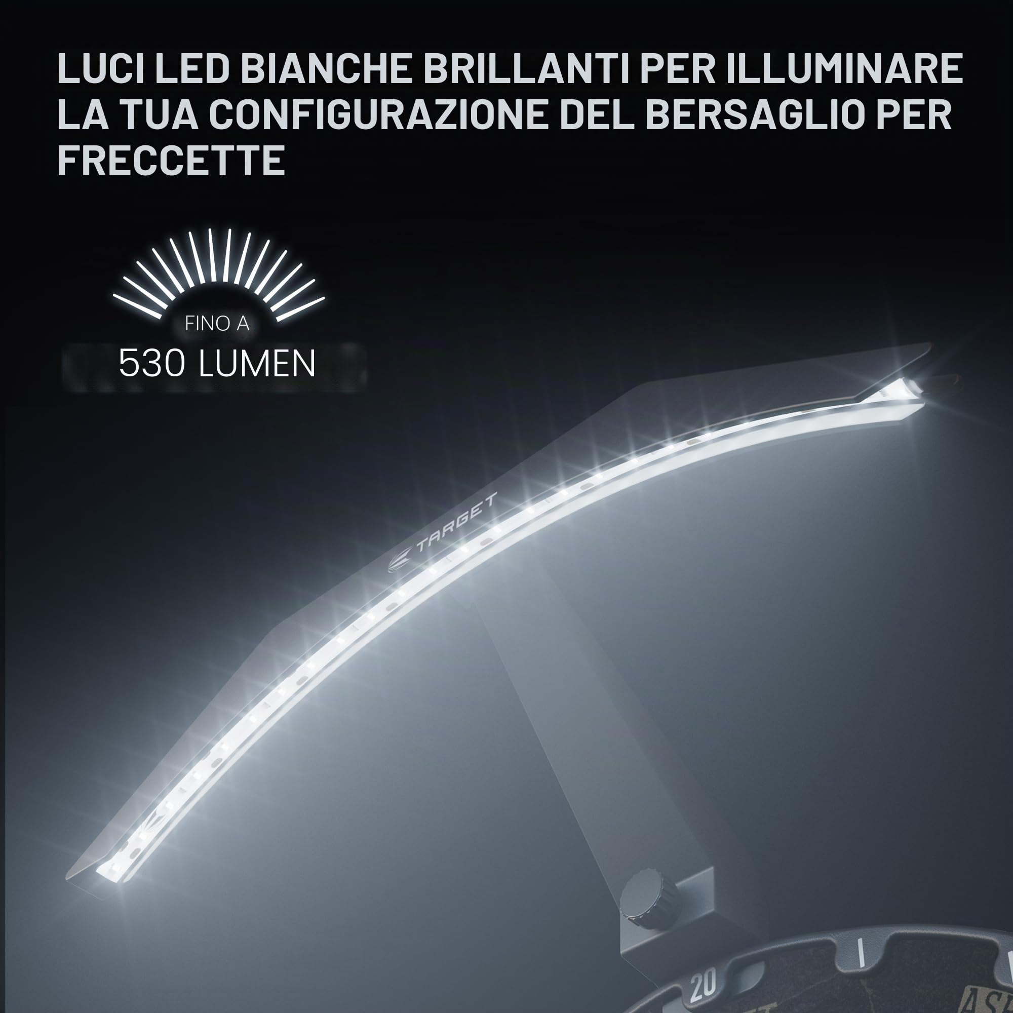 Target Darts LED Dartboard Light - Illuminazione luminosa per l'intera tavola da freccette | Cavo extra lungo 3 m | Montaggio facile