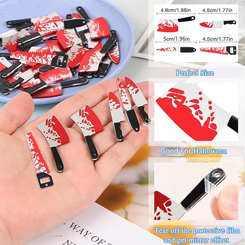 Miniatura 2 de 32 dijes de cuchillos falsos, colgante de Halloween, mini cuchillos acrílicos, cuentas para mujeres, manualidades, manualidades, dijes de Halloween