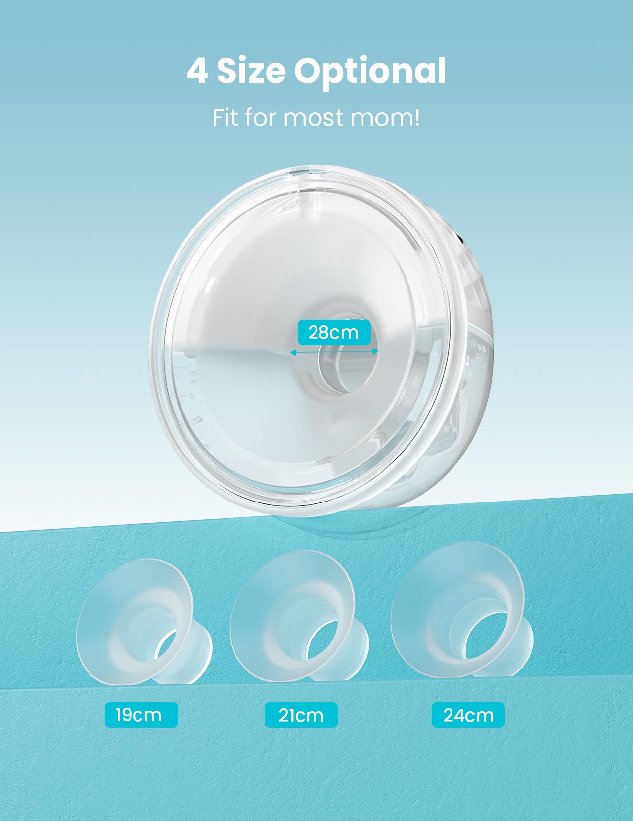 Paruu P10 Milchpumpe Elektrisch Freihändig, 338mmHg Starke Saugleistung, 4 Modi 9 Stufen mit 19/21/24/28mm Flansch, milchpumpe handsfree mit Smart-Display (2, Weiß)