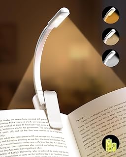 Book Light,Reading Lights for Books in Bed,AAA Battery Clip-On Led Reading Light with 3 Colors & Stepless Dimming,Portable and Ultra-Lightweight with Long Runtime(White)