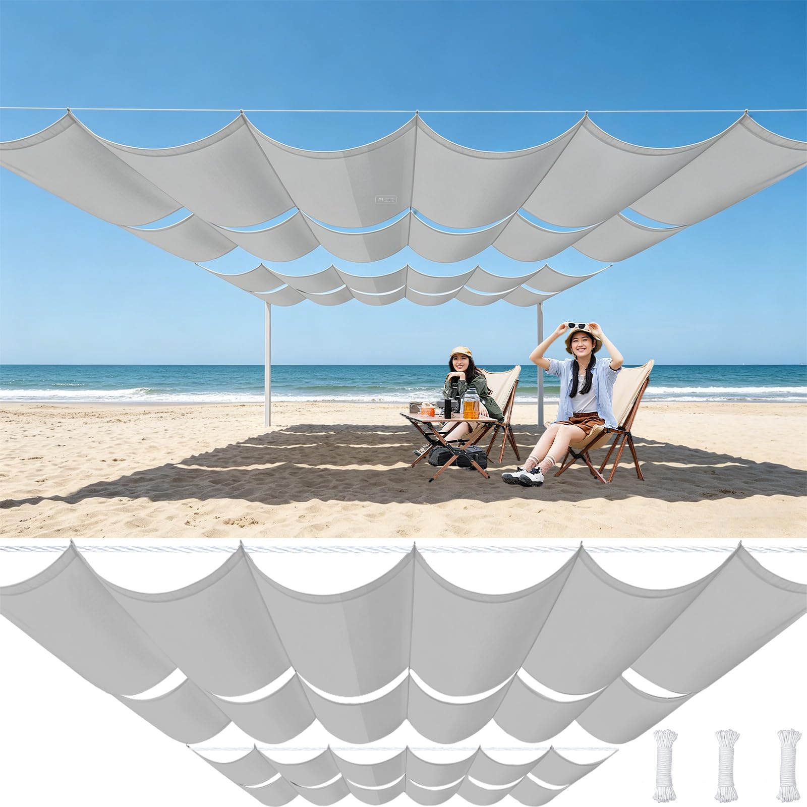 Sonnensegel Einziehbares 0.9 x 12 m Nach Maß, Sonnenschutz, Wasserdicht, 98% Uv-Schutz & Reißfest, Wasserdicht Schattenabdeckung mit Ösen Und Kordel für Garten Terrasse, Hellgrau