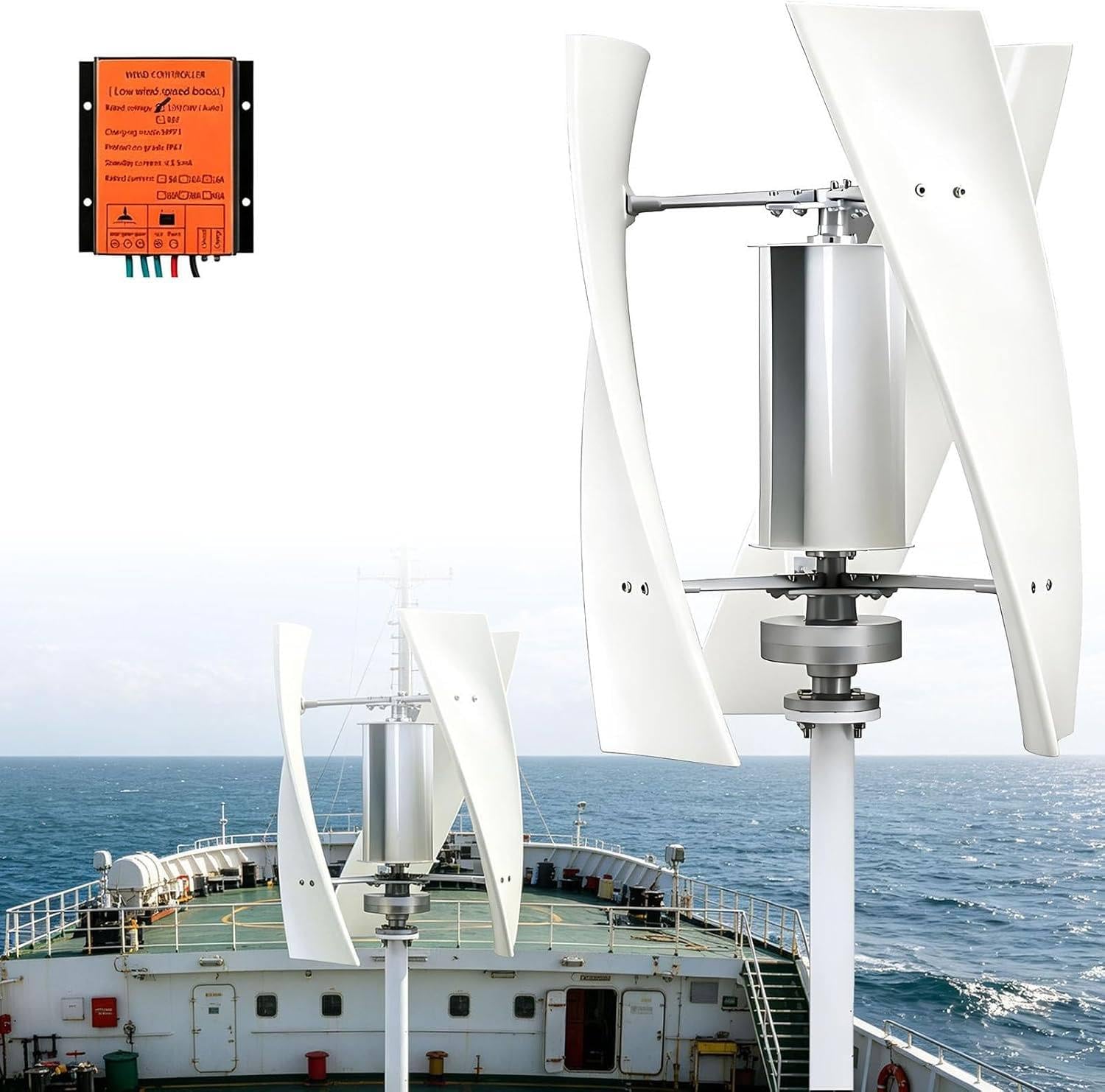 Jozyjul 24V High Efficiency Vertical Axis Wind Turbine Generator 14000W-20000W Small Household Windmill, 12V 48V 220V Energy Generator Wind Power Kit For Boats, Terraces, Home -14000W