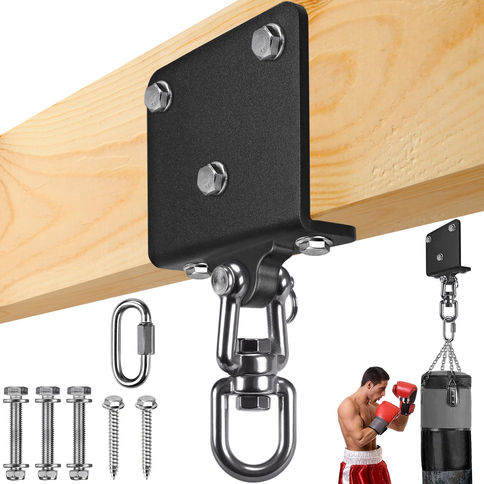 SELEWARE Punching Bag Hanger Heavy Bag Beam Mount Hardware 360° Swivel Boxing Bag Hanger I Beam Heavy Bag Hanger Beam Mount Hooks for Hanging Heavy Punching Bag Sandbag 1000 LB Capacity