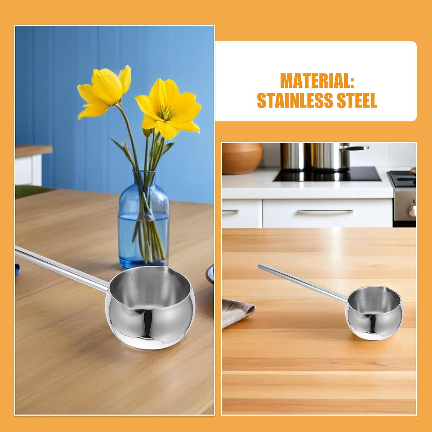 Stainless Steel Milk Warmer Pot 500ml with Long Handle