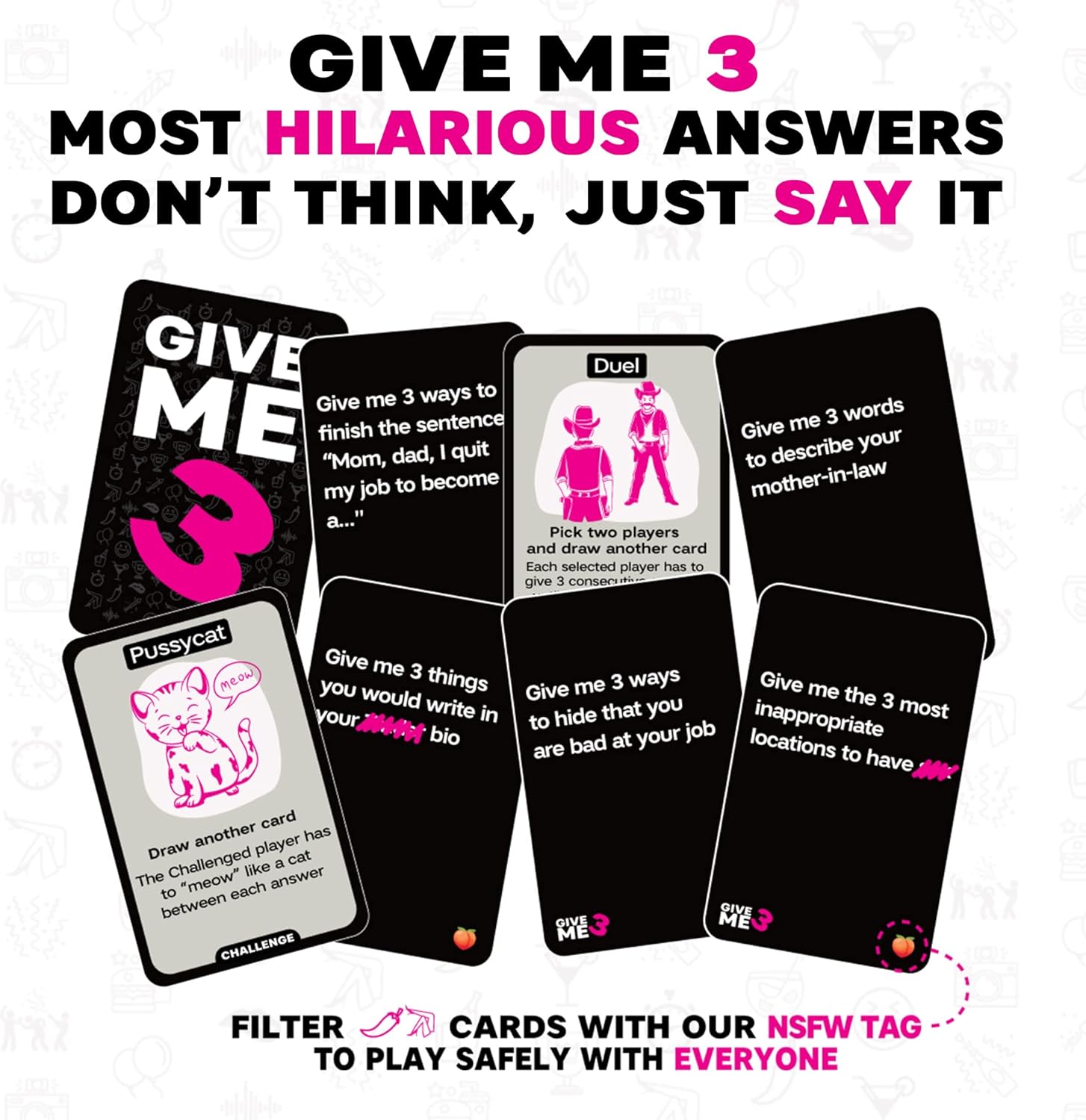 SAVANA GIVE ME 3 - Fast Paced and Hilarious 10 Second Rule Adult Party Games | 2+ Players | Card Game for Adults | Travel Game | Board Game for Parties and Game Nights - Image 4
