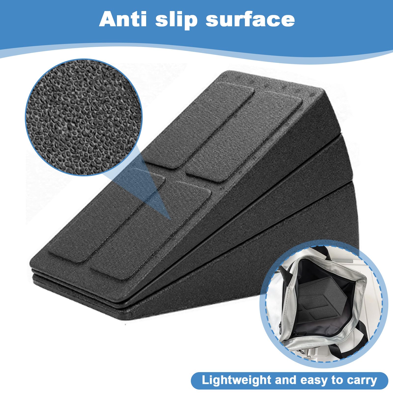3 Piezas Cuña Sentadillas Espuma EPP Antideslizante Negro, Tablero Inclinado Squat Ajustable y Portátil, Equipo Fitness Ajuste Multiángulo para Entrenamiento Gym, Estiramiento & Fuerza Pantorrillas