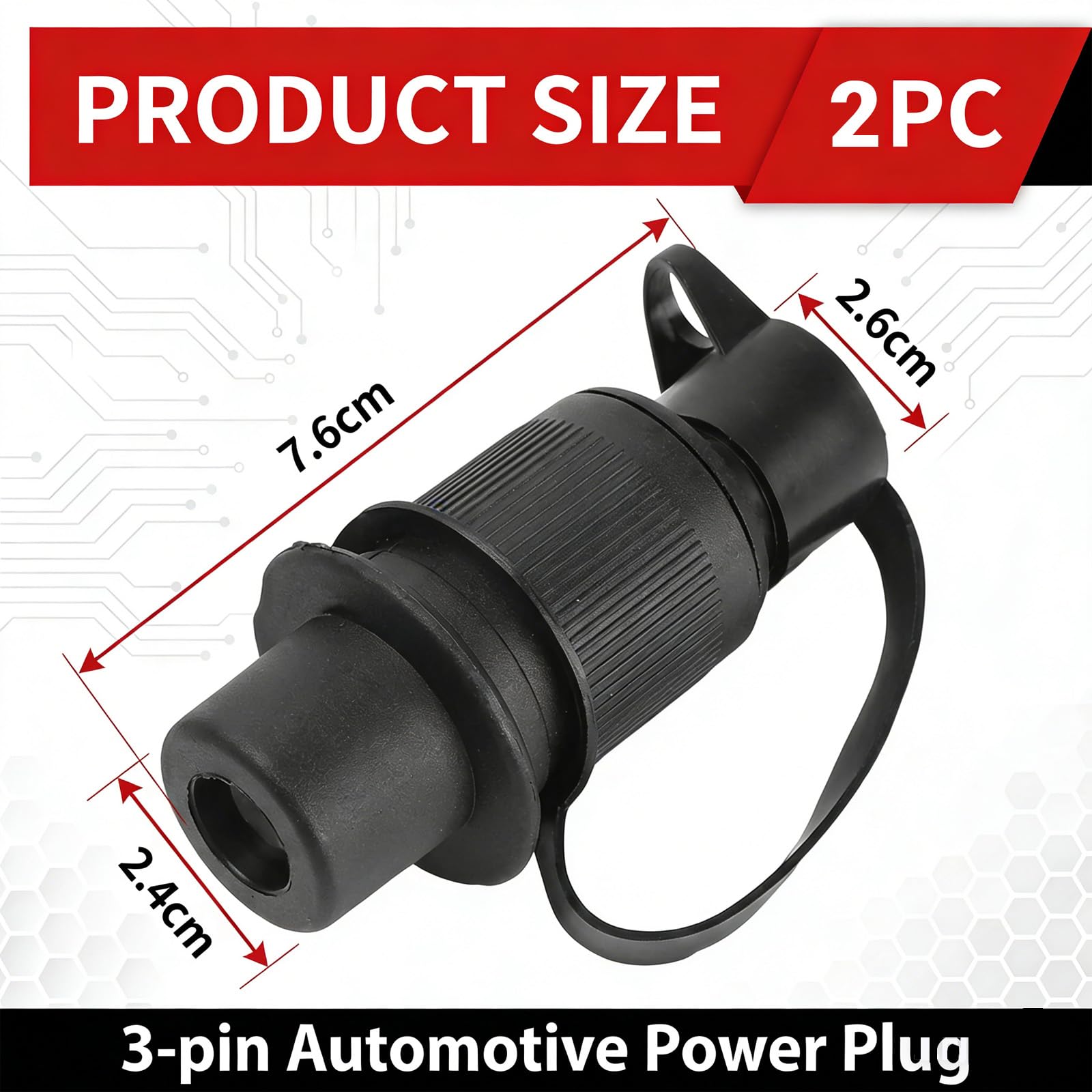 Enchufe de remolque (3 pines, 12 V, conector de enganche de 3 pinos, macho, para coche, conector de remolque de 3 polos, resistente al agua, para coches agrícolas, camiones, caravanas — view 2