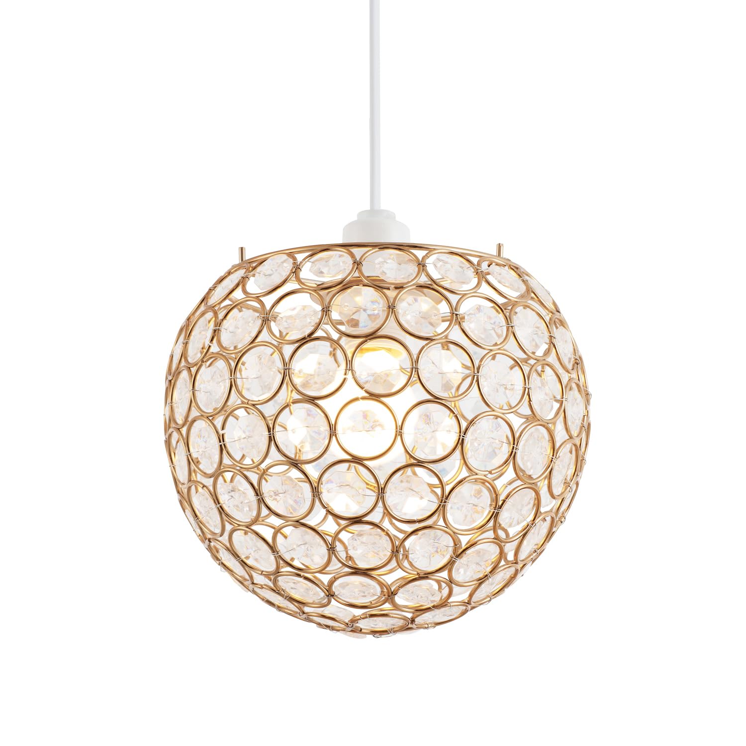 Happy Homewares Modern Round Gold Globe Easy Fit Pendant Shade With Small Clear Acrylic Beads from B&Q