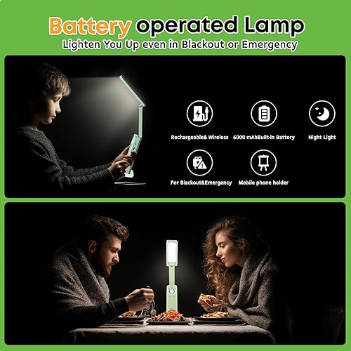 Miniatura 9 de VAVOFO Lámpara de escritorio inalámbrica, lámpara de escritorio alimentada por batería de 6000 mAh, lámparas de escritorio plegables, tres