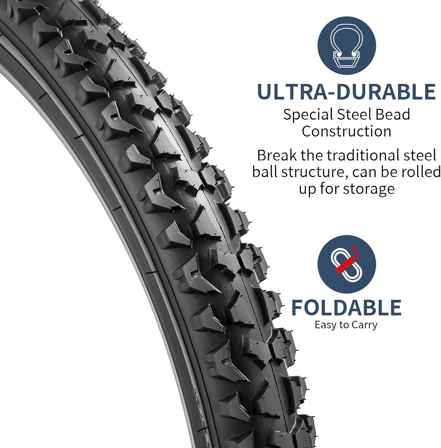 YUNSCM 26" Mountain Bike Tires 26x2.10 26x2.125 54-559 Compatible Gravel Bike 26x2.0 26 x 2.10 26 x 2.125 MTB Off-Road Bicycle Tires 2-PCS