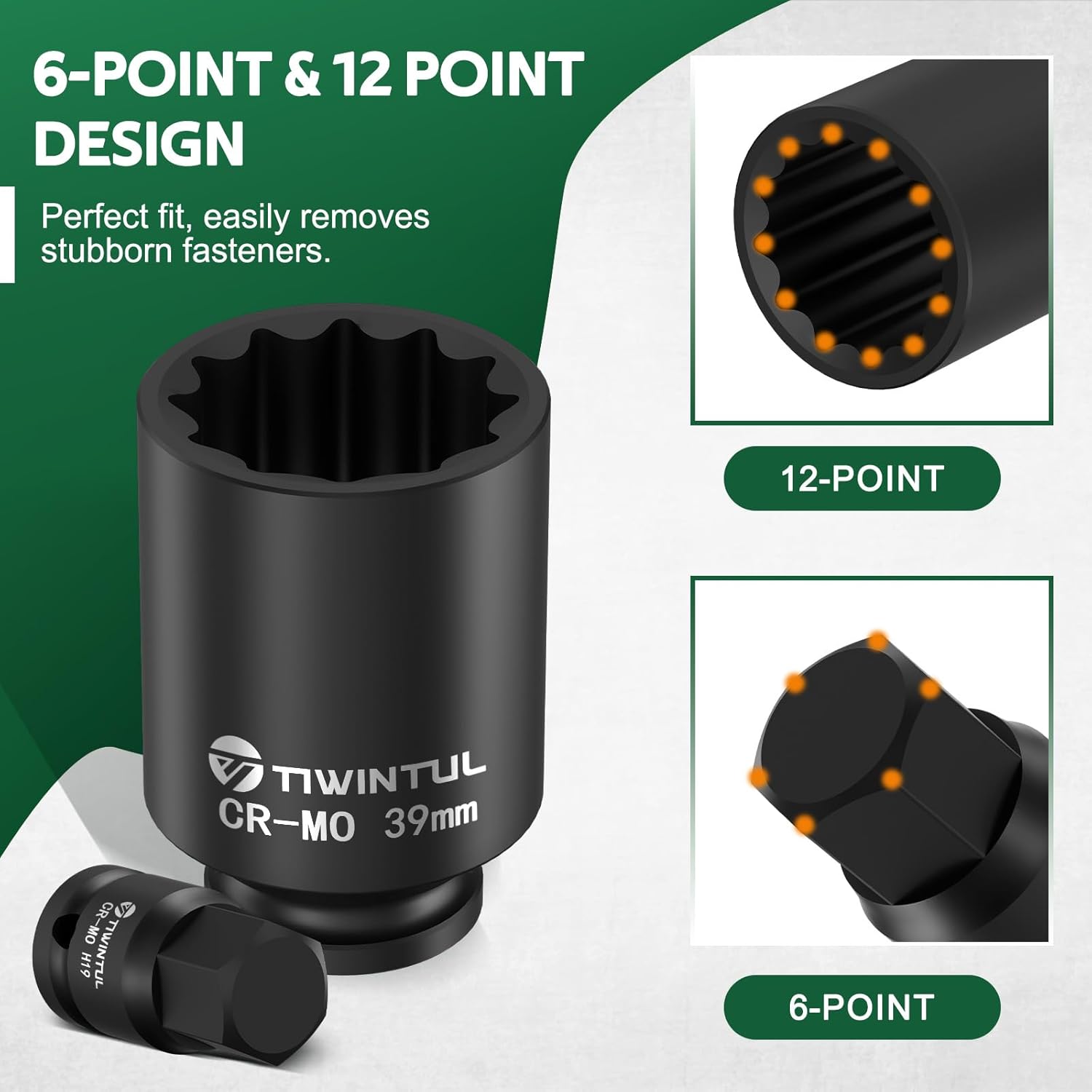 1/2" Drive Axle Nut Socket Set, 12 Point Spindle Axle Nut Impact Socket Set, 10Pcs Deep Impact Socket Set 14/17/19/30/32/34/35/36/38/39mm for DIY Car, Heavy Equipment Maintenance, Auto