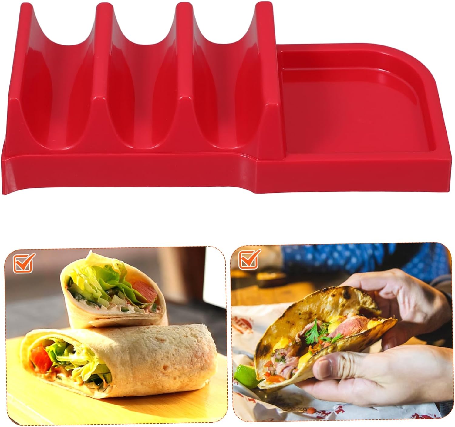 Wave Shaped Plastic Taco Holder Rack with Divider, Serving Tray image 3