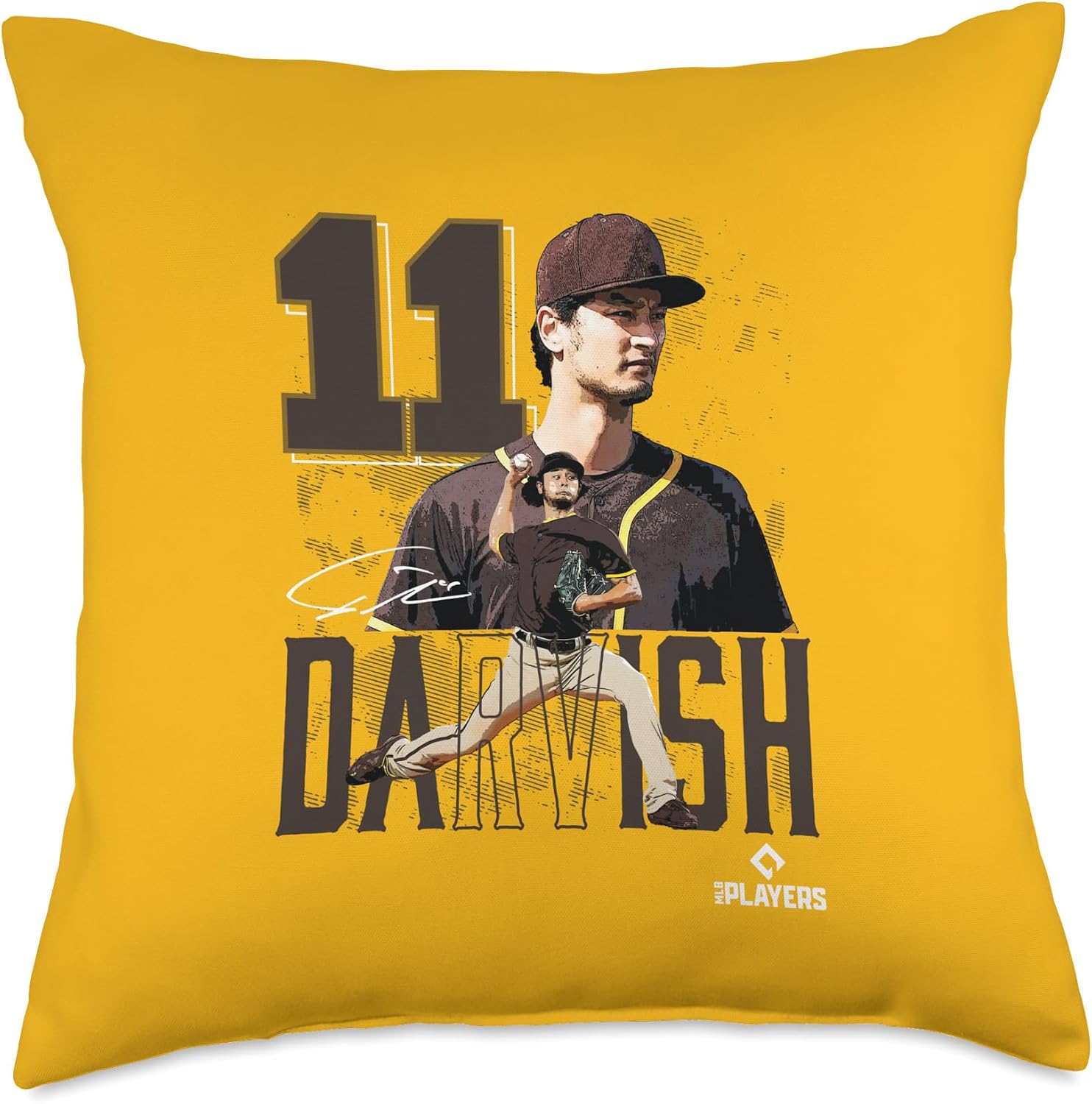 Yu Darvish | San Diego Baseball Players | MLBYDH3003 Throw Pillow