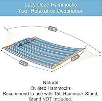 Vista 2 de Lazy Daze Hammocks - Hamaca doble de tela acolchada de 12 pies con barras de suspensión y almohada desmontable, capacidad de carga de 450 libras